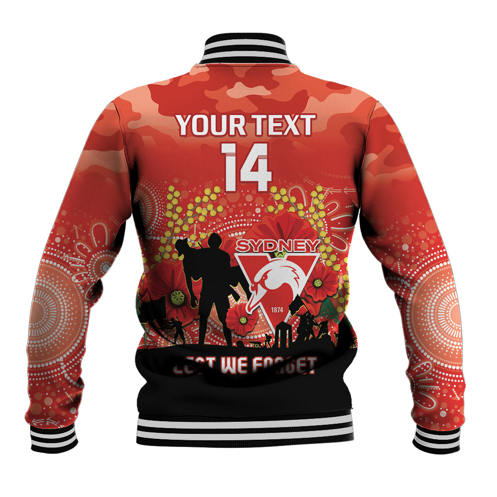 Custom Swans Football ANZAC Baseball Jacket Gallipoli Camouflage With Poppies