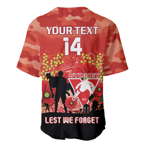 Custom Swans Football ANZAC Baseball Jersey Gallipoli Camouflage With Poppies
