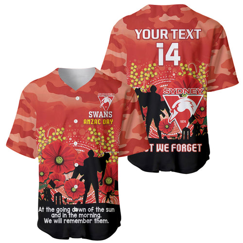 Custom Swans Football ANZAC Baseball Jersey Gallipoli Camouflage With Poppies