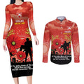 Custom Swans Football ANZAC Couples Matching Long Sleeve Bodycon Dress and Long Sleeve Button Shirt Gallipoli Camouflage With Poppies
