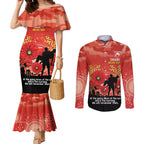 Custom Swans Football ANZAC Couples Matching Mermaid Dress and Long Sleeve Button Shirt Gallipoli Camouflage With Poppies