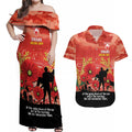 Custom Swans Football ANZAC Couples Matching Off Shoulder Maxi Dress and Hawaiian Shirt Gallipoli Camouflage With Poppies