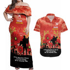Custom Swans Football ANZAC Couples Matching Off Shoulder Maxi Dress and Hawaiian Shirt Gallipoli Camouflage With Poppies