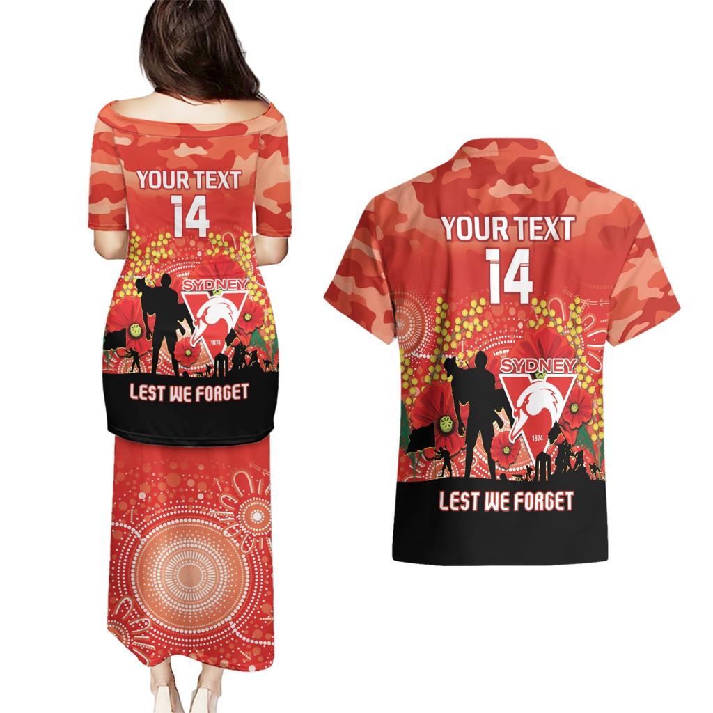 Custom Swans Football ANZAC Couples Matching Puletasi and Hawaiian Shirt Gallipoli Camouflage With Poppies