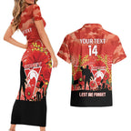 Custom Swans Football ANZAC Couples Matching Short Sleeve Bodycon Dress and Hawaiian Shirt Gallipoli Camouflage With Poppies