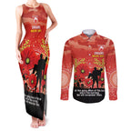 Custom Swans Football ANZAC Couples Matching Tank Maxi Dress and Long Sleeve Button Shirt Gallipoli Camouflage With Poppies