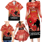 Custom Swans Football ANZAC Family Matching Long Sleeve Bodycon Dress and Hawaiian Shirt Gallipoli Camouflage With Poppies
