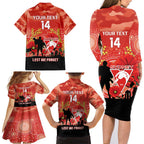Custom Swans Football ANZAC Family Matching Long Sleeve Bodycon Dress and Hawaiian Shirt Gallipoli Camouflage With Poppies
