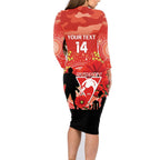 Custom Swans Football ANZAC Family Matching Long Sleeve Bodycon Dress and Hawaiian Shirt Gallipoli Camouflage With Poppies