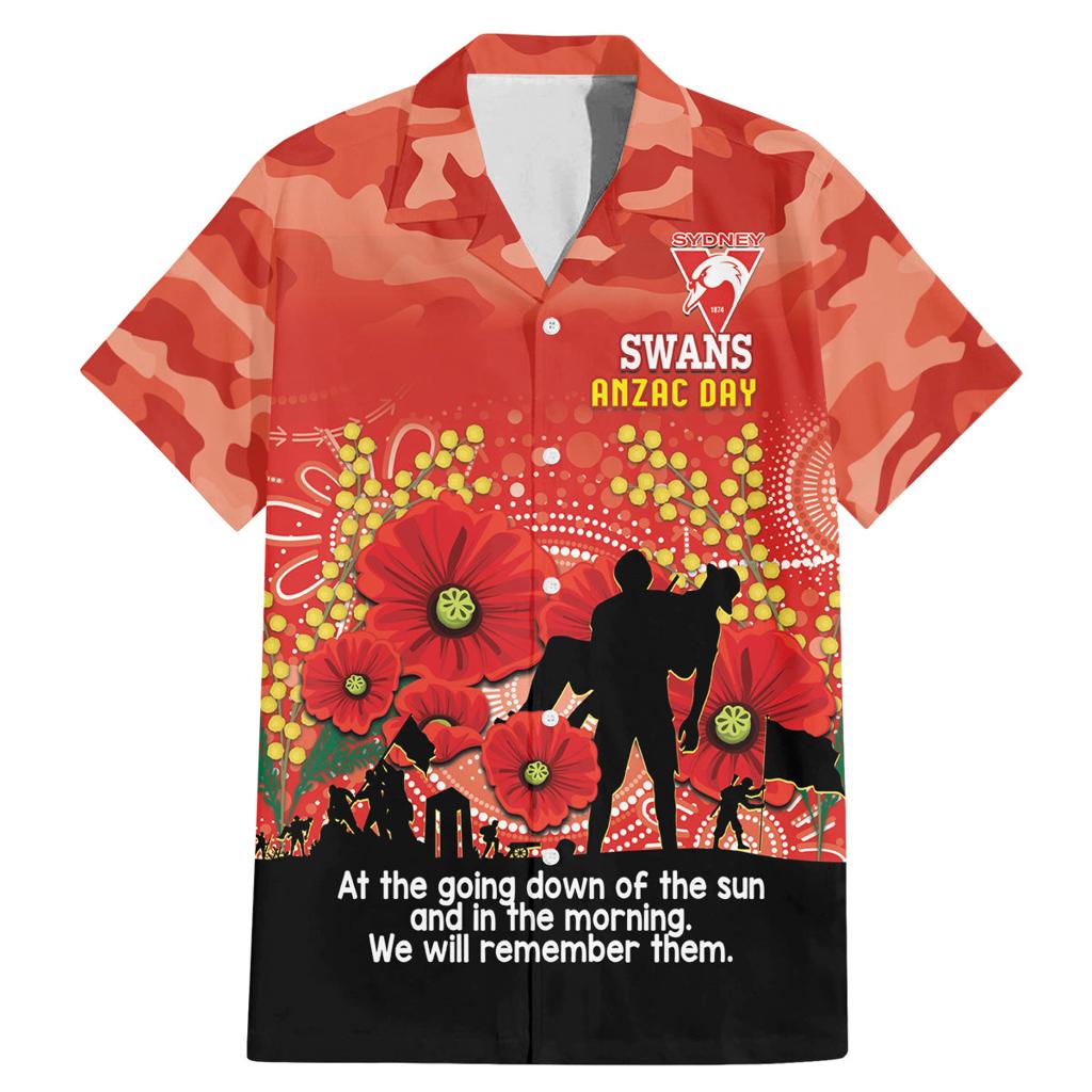 Custom Swans Football ANZAC Family Matching Mermaid Dress and Hawaiian Shirt Gallipoli Camouflage With Poppies