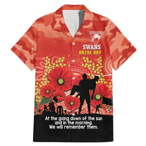 Custom Swans Football ANZAC Family Matching Mermaid Dress and Hawaiian Shirt Gallipoli Camouflage With Poppies