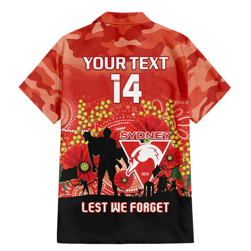 Custom Swans Football ANZAC Family Matching Mermaid Dress and Hawaiian Shirt Gallipoli Camouflage With Poppies
