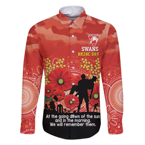Custom Swans Football ANZAC Family Matching Mermaid Dress and Hawaiian Shirt Gallipoli Camouflage With Poppies