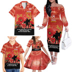 Custom Swans Football ANZAC Family Matching Off Shoulder Long Sleeve Dress and Hawaiian Shirt Gallipoli Camouflage With Poppies