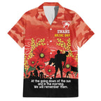 Custom Swans Football ANZAC Family Matching Off Shoulder Long Sleeve Dress and Hawaiian Shirt Gallipoli Camouflage With Poppies