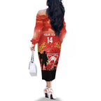 Custom Swans Football ANZAC Family Matching Off Shoulder Long Sleeve Dress and Hawaiian Shirt Gallipoli Camouflage With Poppies