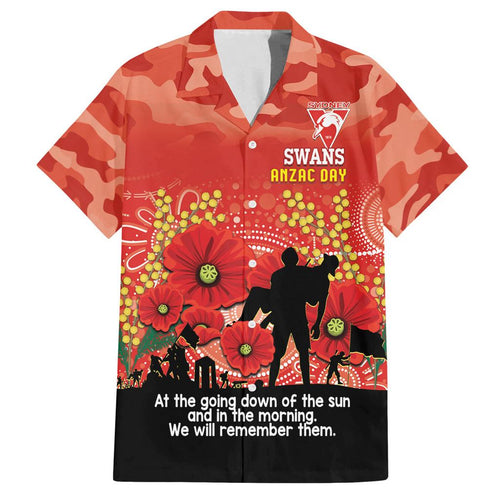 Custom Swans Football ANZAC Family Matching Off Shoulder Maxi Dress and Hawaiian Shirt Gallipoli Camouflage With Poppies