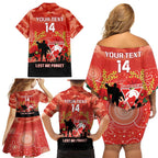 Custom Swans Football ANZAC Family Matching Off Shoulder Short Dress and Hawaiian Shirt Gallipoli Camouflage With Poppies