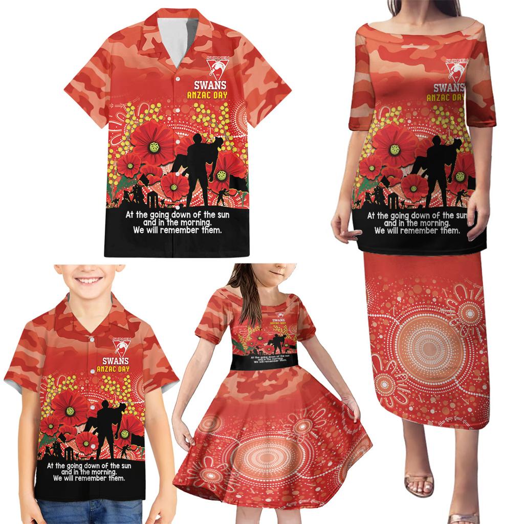 Custom Swans Football ANZAC Family Matching Puletasi and Hawaiian Shirt Gallipoli Camouflage With Poppies