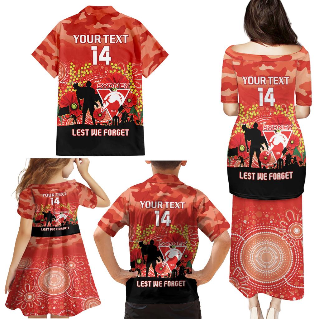 Custom Swans Football ANZAC Family Matching Puletasi and Hawaiian Shirt Gallipoli Camouflage With Poppies