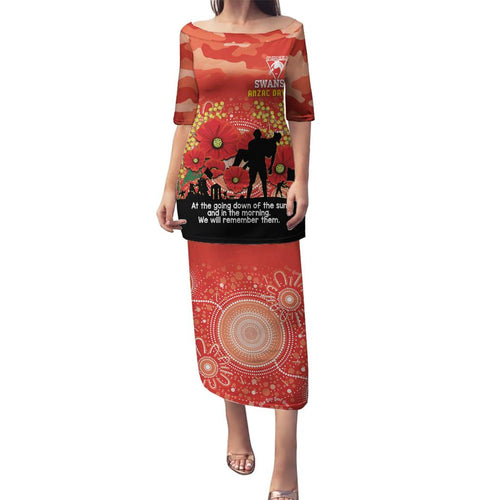 Custom Swans Football ANZAC Family Matching Puletasi and Hawaiian Shirt Gallipoli Camouflage With Poppies