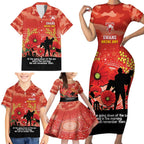 Custom Swans Football ANZAC Family Matching Short Sleeve Bodycon Dress and Hawaiian Shirt Gallipoli Camouflage With Poppies