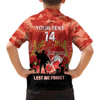 Custom Swans Football ANZAC Family Matching Short Sleeve Bodycon Dress and Hawaiian Shirt Gallipoli Camouflage With Poppies