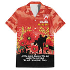 Custom Swans Football ANZAC Family Matching Short Sleeve Bodycon Dress and Hawaiian Shirt Gallipoli Camouflage With Poppies