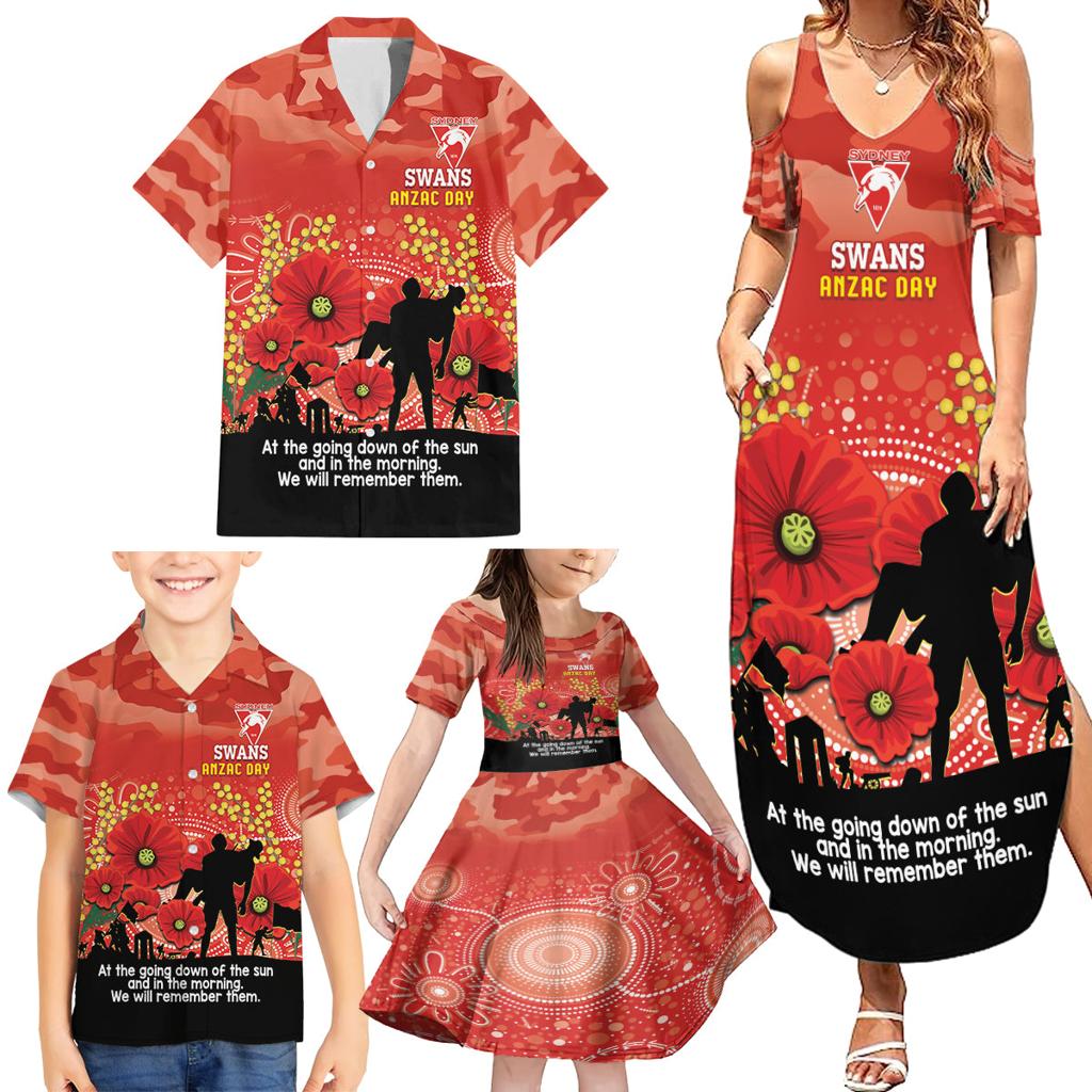 Custom Swans Football ANZAC Family Matching Summer Maxi Dress and Hawaiian Shirt Gallipoli Camouflage With Poppies