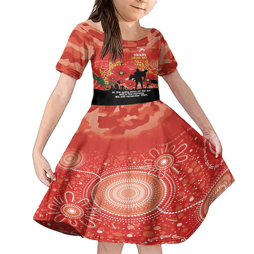 Custom Swans Football ANZAC Family Matching Summer Maxi Dress and Hawaiian Shirt Gallipoli Camouflage With Poppies