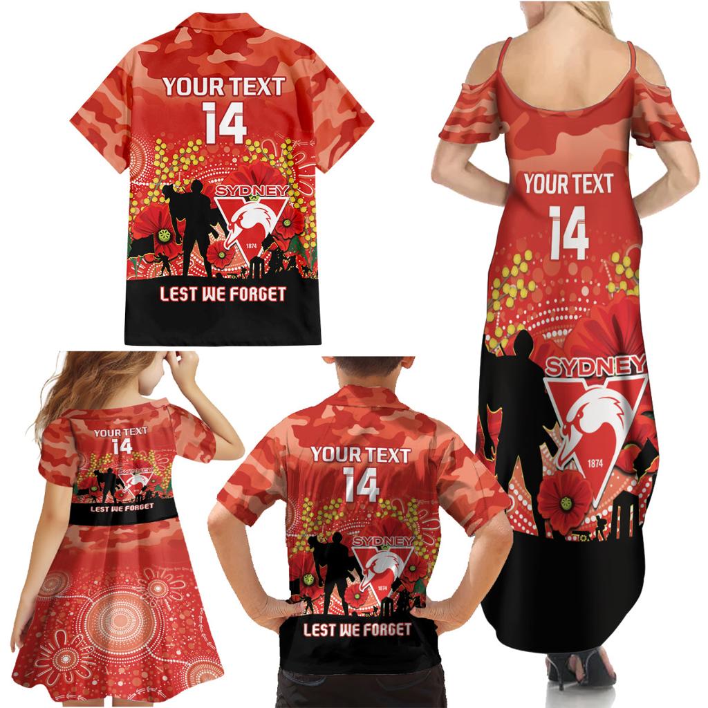 Custom Swans Football ANZAC Family Matching Summer Maxi Dress and Hawaiian Shirt Gallipoli Camouflage With Poppies