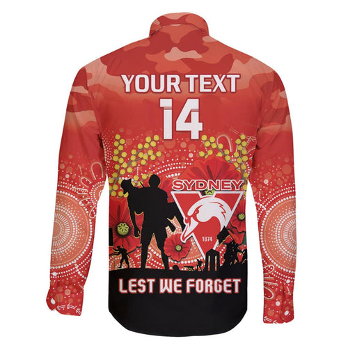Custom Swans Football ANZAC Family Matching Summer Maxi Dress and Hawaiian Shirt Gallipoli Camouflage With Poppies