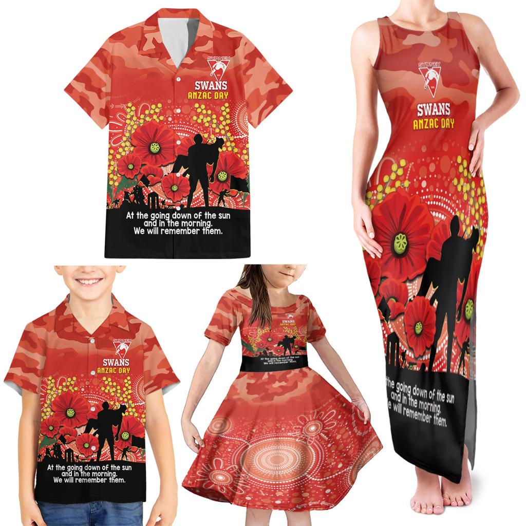 Custom Swans Football ANZAC Family Matching Tank Maxi Dress and Hawaiian Shirt Gallipoli Camouflage With Poppies