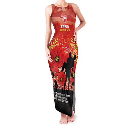Custom Swans Football ANZAC Family Matching Tank Maxi Dress and Hawaiian Shirt Gallipoli Camouflage With Poppies