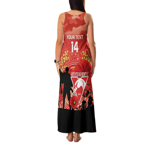 Custom Swans Football ANZAC Family Matching Tank Maxi Dress and Hawaiian Shirt Gallipoli Camouflage With Poppies