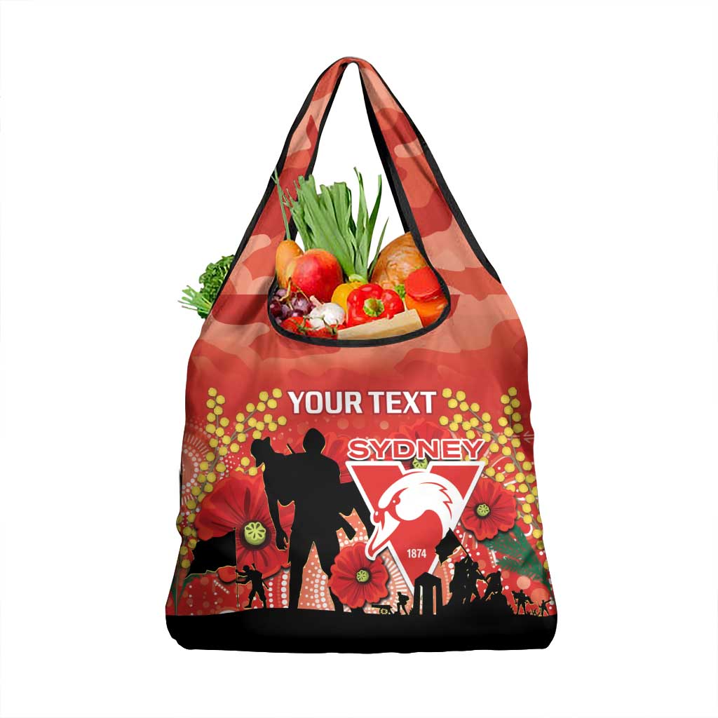 Custom Swans Football ANZAC Grocery Bag Gallipoli Camouflage With Poppies