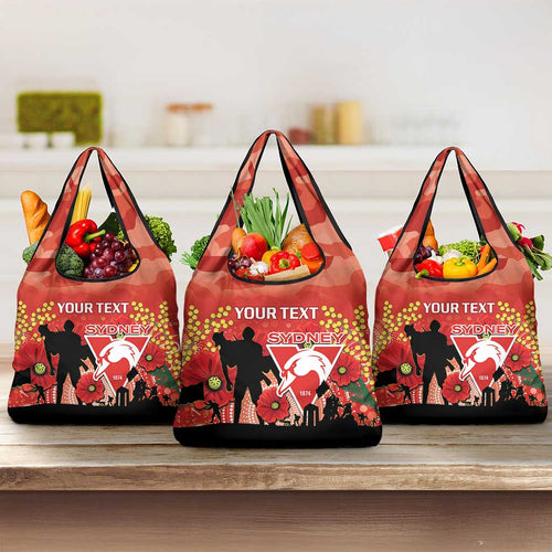 Custom Swans Football ANZAC Grocery Bag Gallipoli Camouflage With Poppies