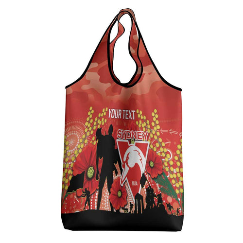 Custom Swans Football ANZAC Grocery Bag Gallipoli Camouflage With Poppies