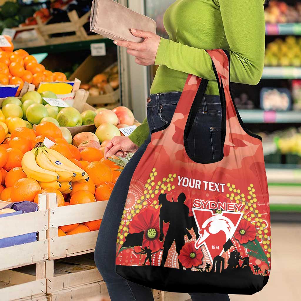 Custom Swans Football ANZAC Grocery Bag Gallipoli Camouflage With Poppies