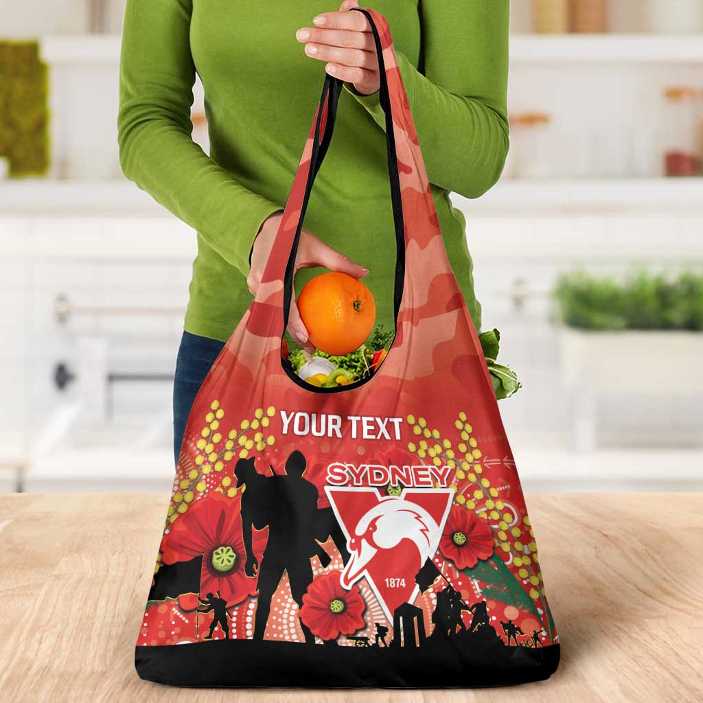 Custom Swans Football ANZAC Grocery Bag Gallipoli Camouflage With Poppies