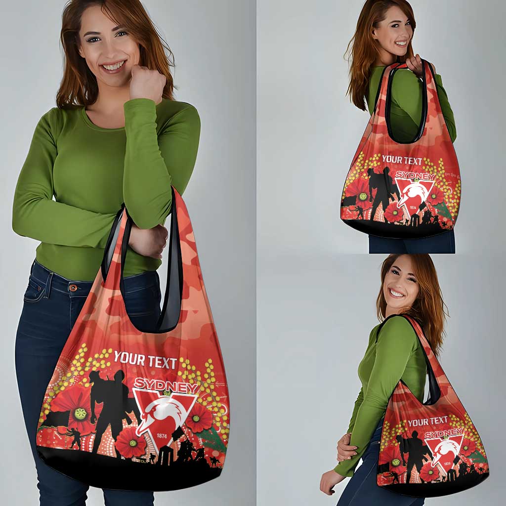 Custom Swans Football ANZAC Grocery Bag Gallipoli Camouflage With Poppies