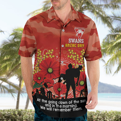 Custom Swans Football ANZAC Hawaiian Shirt Gallipoli Camouflage With Poppies