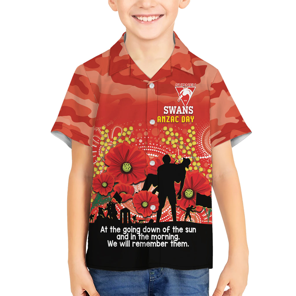 Custom Swans Football ANZAC Hawaiian Shirt Gallipoli Camouflage With Poppies