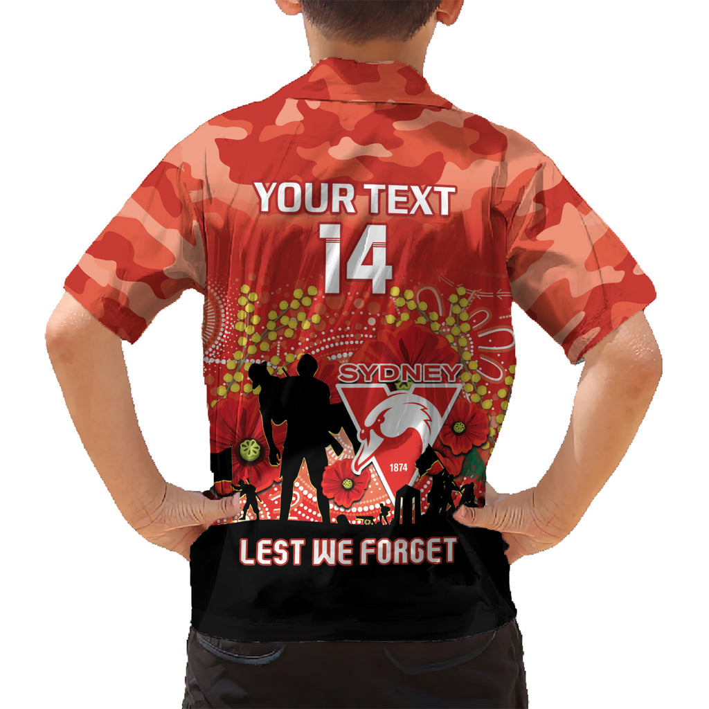 Custom Swans Football ANZAC Hawaiian Shirt Gallipoli Camouflage With Poppies
