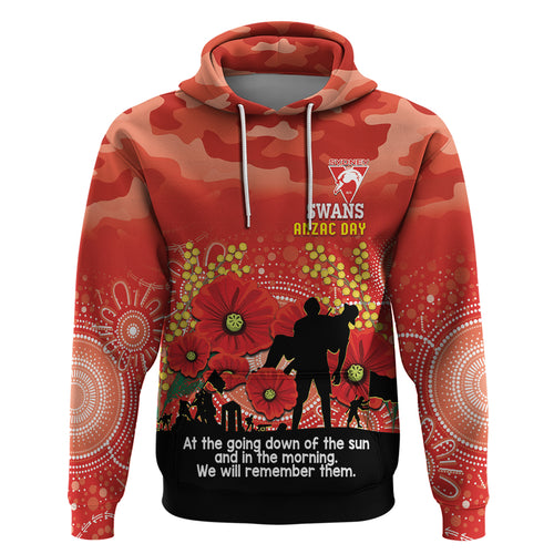Custom Swans Football ANZAC Hoodie Gallipoli Camouflage With Poppies