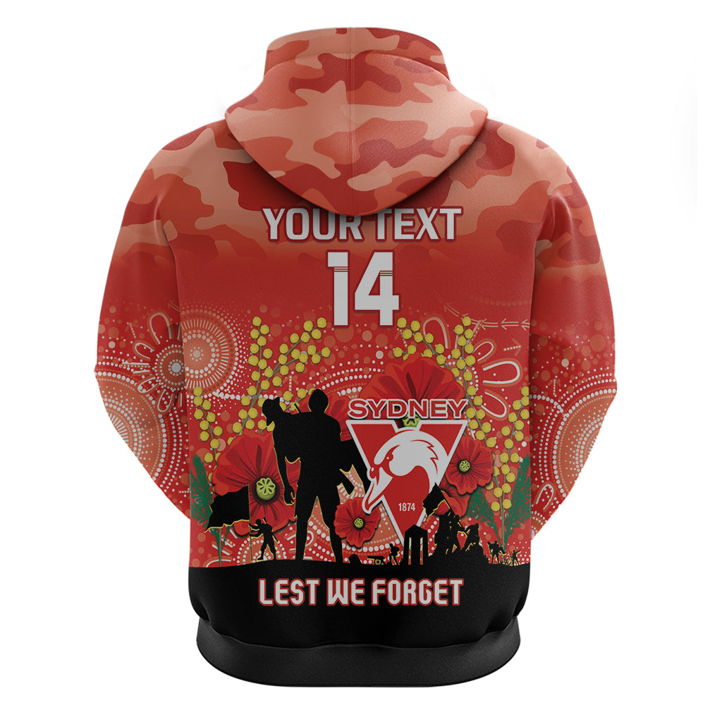 Custom Swans Football ANZAC Hoodie Gallipoli Camouflage With Poppies