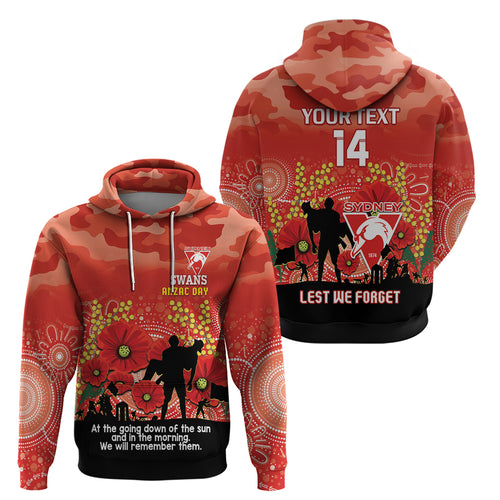 Custom Swans Football ANZAC Hoodie Gallipoli Camouflage With Poppies