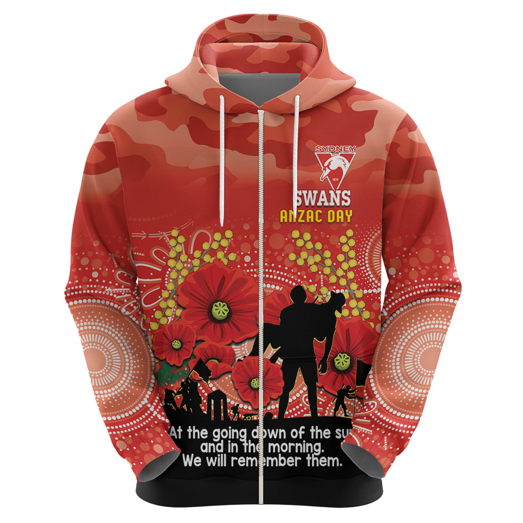Custom Swans Football ANZAC Hoodie Gallipoli Camouflage With Poppies