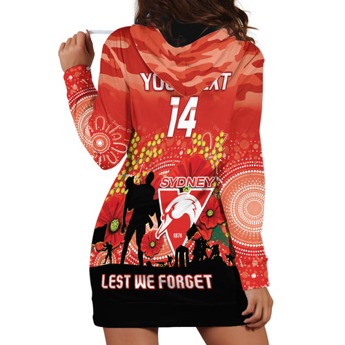 Custom Swans Football ANZAC Hoodie Dress Gallipoli Camouflage With Poppies