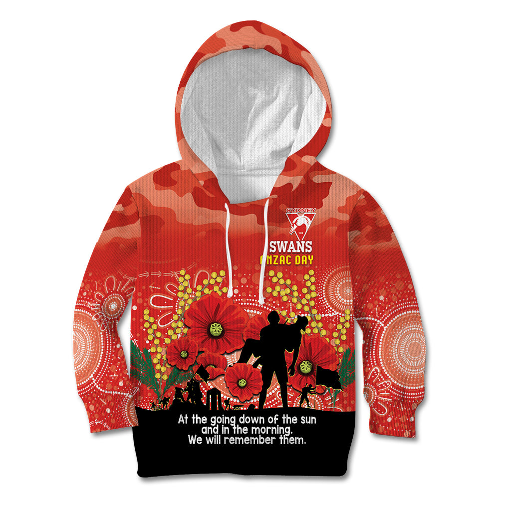Custom Swans Football ANZAC Kid Hoodie Gallipoli Camouflage With Poppies